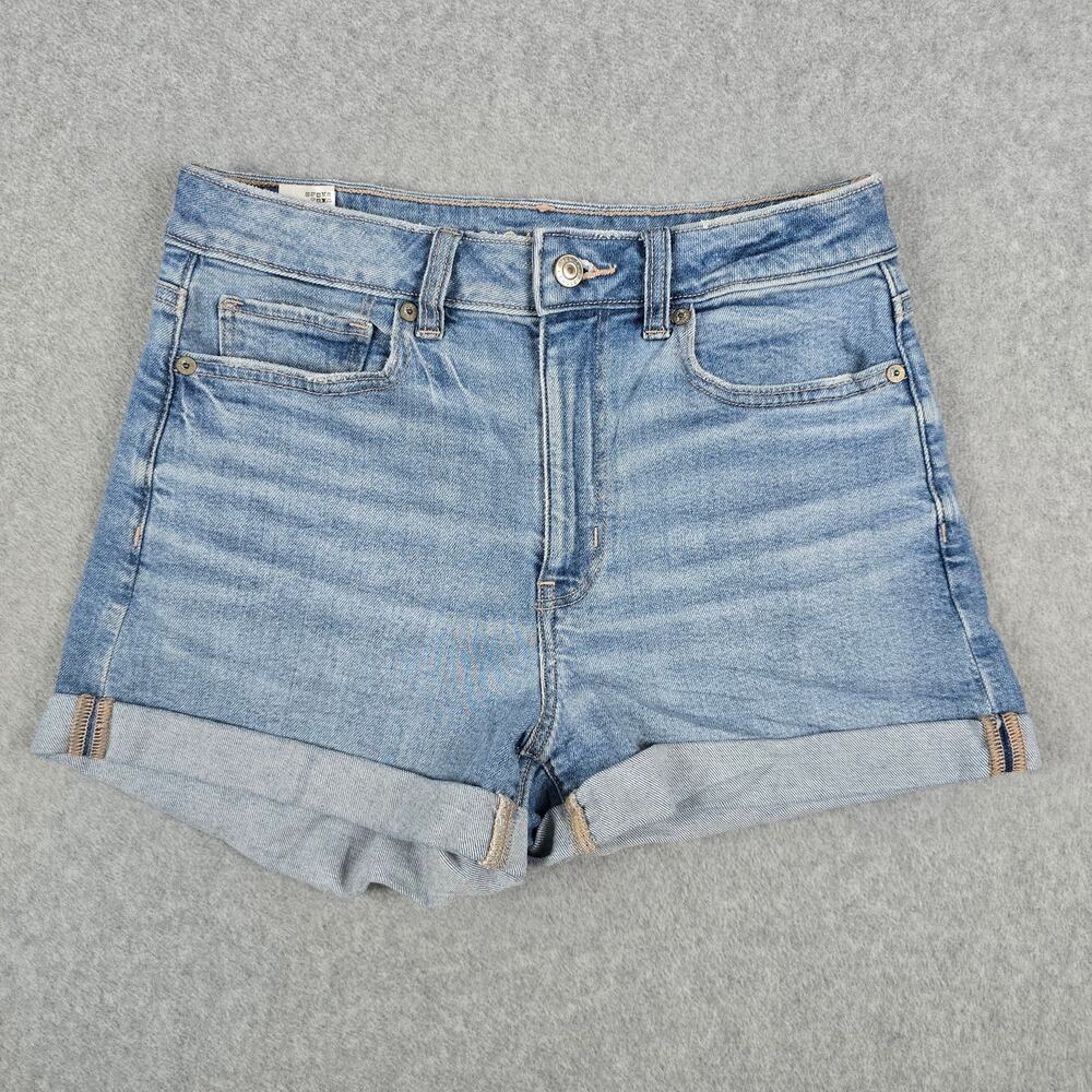 American Eagle Size 4 Light Wash Blue Denim Cuffed Short